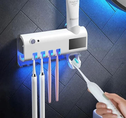 PORTA CEPILLO DISPENSADOR DE CREMA DENTAL CON ESTERILIZADOR  UV